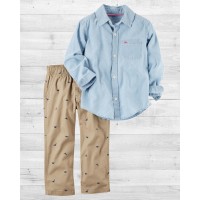 Комплект 2в1 штаны и джинсовая рубашка Картерс